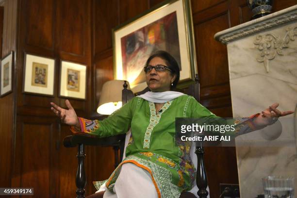 To go with 'Pakistan-rights-women-religion-blasphemy' INTERVIEW by Gohar ABBAS In this photograph taken on October 4 Pakistani leading human rights...