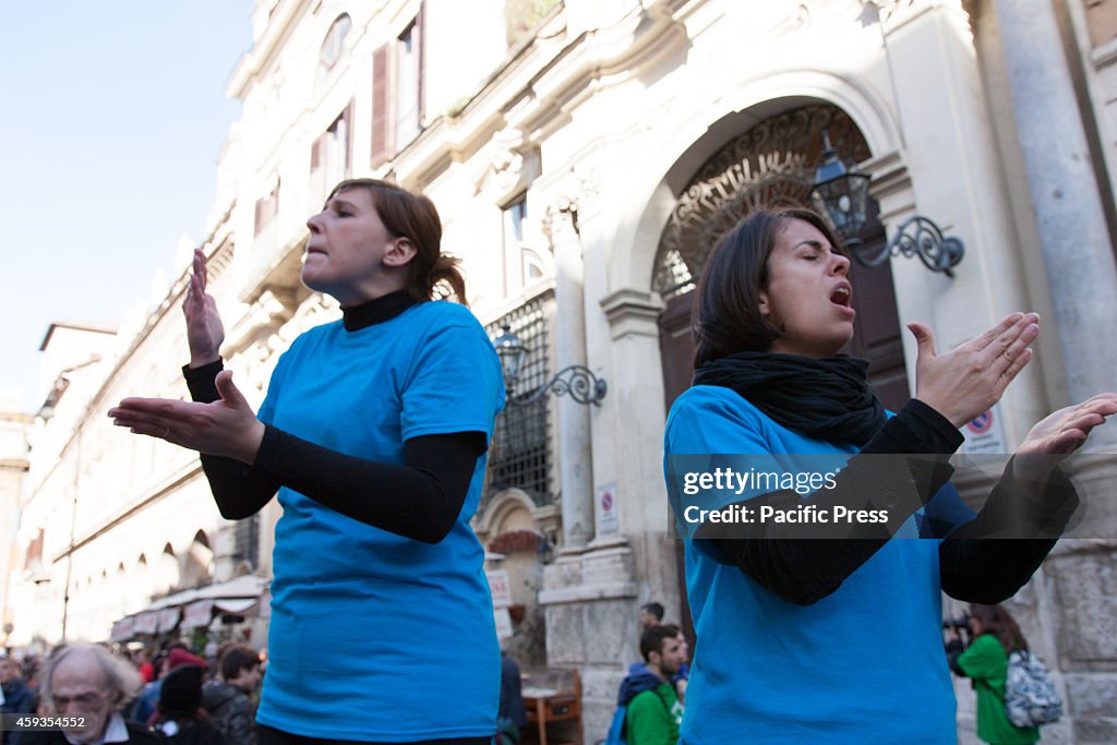 About five thousand people demonstrated for recognition in...
