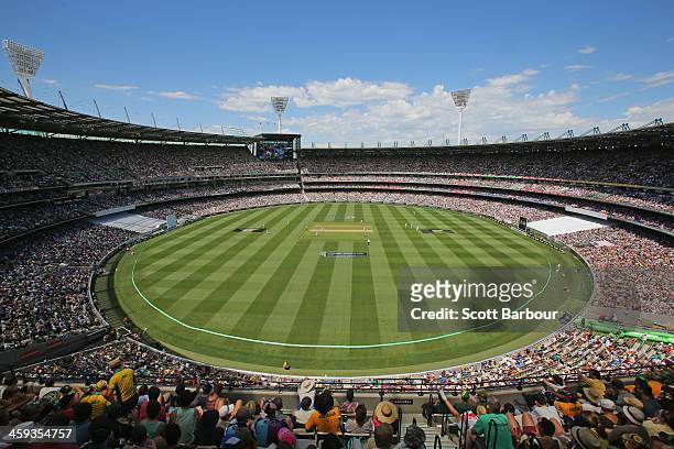 General view of the crowd of 91,092 spectators, a new world record during day one of the Fourth Ashes Test Match between Australia and England at...