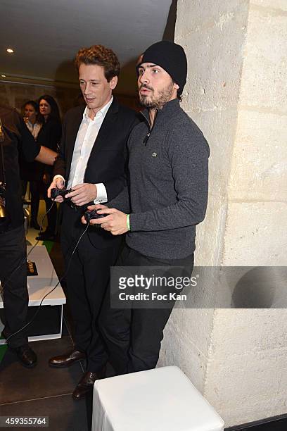 Acer Marketing director Fabrice Massin and Maxime Musqua attend the Acer Pop Up Store Launch Party at Les Halles on November 20, 2014 in Paris,...