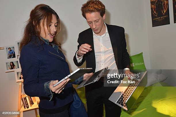 Shirley Bousquet and Acer Marketing director Fabrice Massin attend the Acer Pop Up Store Launch Party at Les Halles on November 20, 2014 in Paris,...