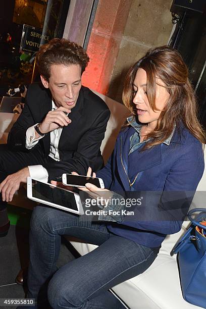 Acer Marketing director Fabrice Massin and Shirley Bousquet attend the Acer Pop Up Store Launch Party at Les Halles on November 20, 2014 in Paris,...