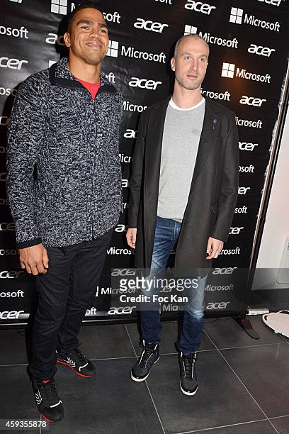 Daniel Narcisse and Thierry Omeyer attend the Acer Pop Up Store Launch Party at Les Halles on November 20, 2014 in Paris, France.