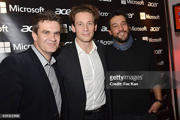 Herve Mathoux, Fabrice Massin and Titoff attend the Acer Pop Up Store Launch Party at Les Halles on November 20, 2014 in Paris, France.