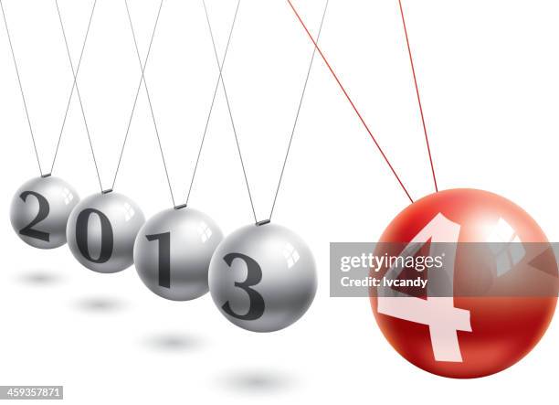 stockillustraties, clipart, cartoons en iconen met new year (2014) - newtons cradle