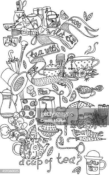 tea background - old kettle stock illustrations