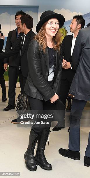 Fashion designer Ann Demeulemeester attends "Ann Demeulemeester Photobook" autographing event at Dover Street Market Ginza on November 21, 2014 in...