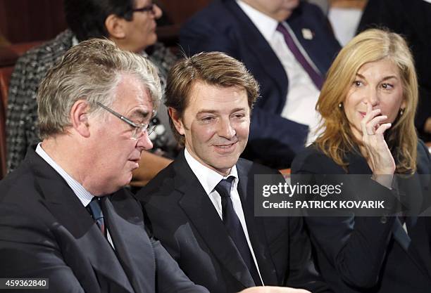 President of the French Economic, Social and Environmental Council Jean-Paul Delevoye , French senator Francois Baroin and his wife French actress...