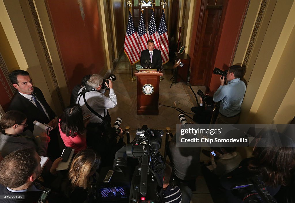 John Boehner Delivers A Statement On Obama Immigration Action At US Capitol