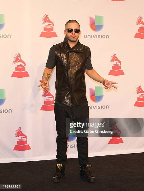 Singer El General Gadiel poses in the press room during the 15th annual Latin GRAMMY Awards at the MGM Grand Garden Arena on November 20, 2014 in Las...