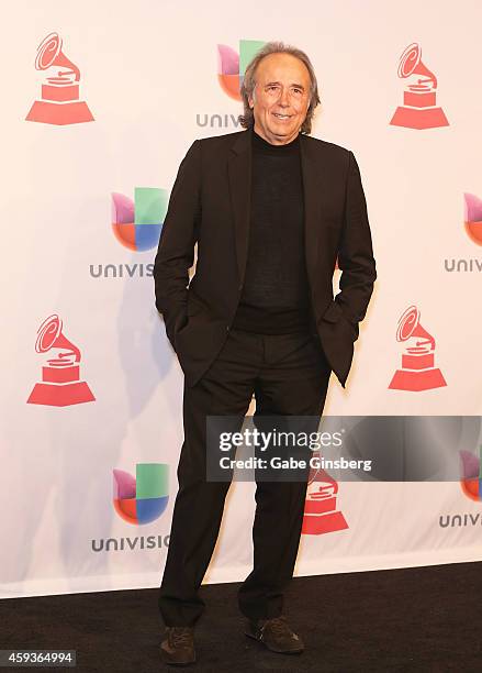 Person of the Year Joan Manuel Serrat poses in the press room during the 15th annual Latin GRAMMY Awards at the MGM Grand Garden Arena on November...