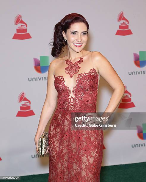 Singer Diana Posada of Alquimia arrives at the 15th annual Latin GRAMMY Awards at the MGM Grand Garden Arena on November 20, 2014 in Las Vegas,...