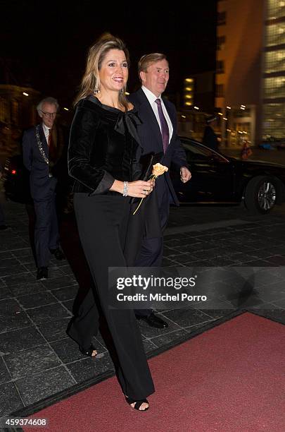 Queen Maxima of The Netherlands and King Willem-Alexander of The Netherlands arrive for the Residentie Orkest 110th Anniversary on November 21, 2014...