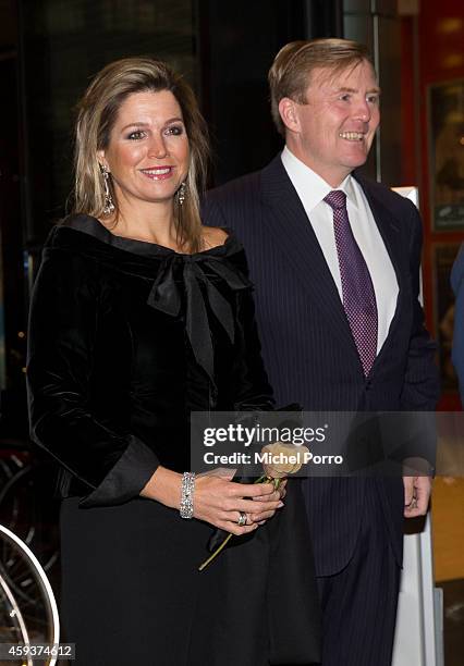 Queen Maxima of The Netherlands and King Willem-Alexander of The Netherlands arrive for the Residentie Orchestra 110th Anniversary on November 21,...