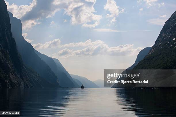 ferry in lysefjorden - fjord stock pictures, royalty-free photos & images