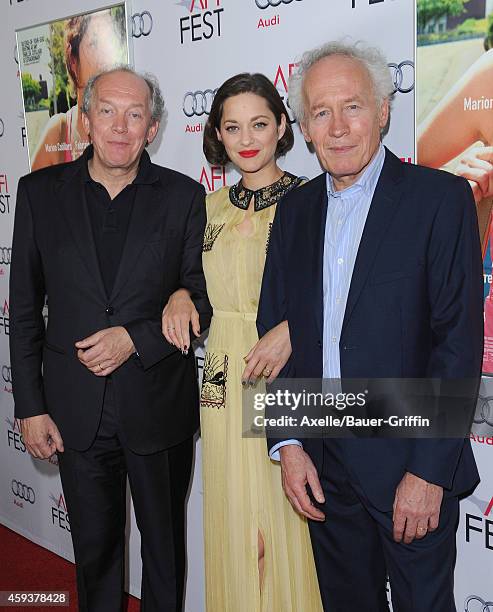 Filmmaker Luc Dardenne, actress Marion Cotillard and filmmaker Jean-Pierre Dardenne arrive at the AFI FEST 2014 Presented By Audi - 'Two Days, One...