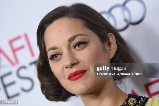 Actress Marion Cotillard arrives at the AFI FEST 2014 Presented By Audi - 'Two Days, One Night' special screening at the Egyptian Theatre on November...