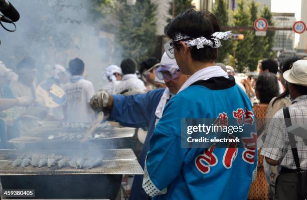 meguro sanma festival - saury stock pictures, royalty-free photos & images