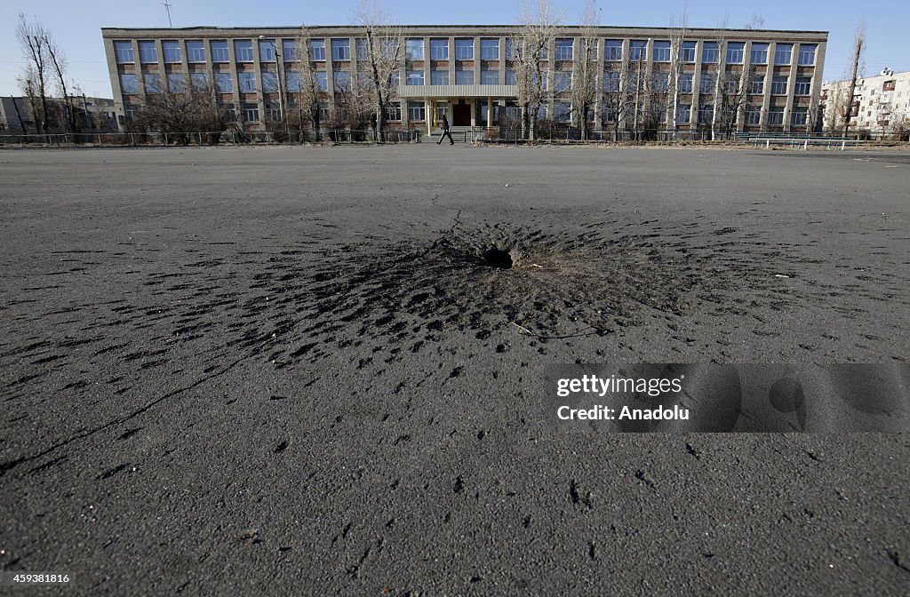 Lugansk's Scastye after mortar shelling