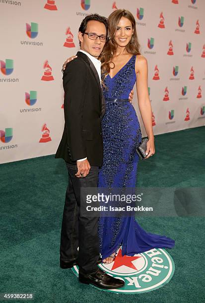 Singer Marc Anthony and model Shannon De Lima attend the 15th annual Latin GRAMMY Awards at the MGM Grand Garden Arena on November 20, 2014 in Las...