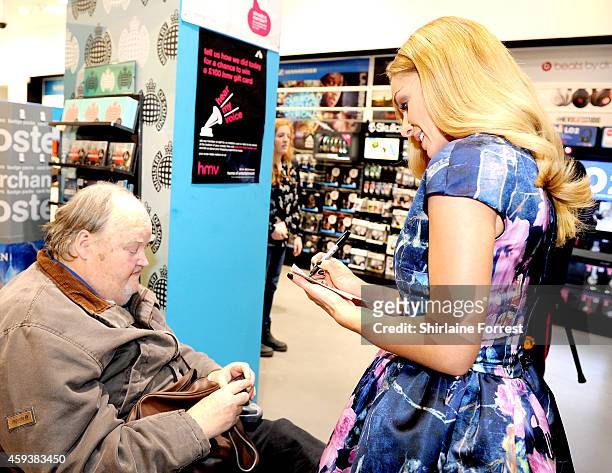 Katherine Jenkins meets fans and signs copies of her new album 'Home Sweet Home' at HMV on November 21, 2014 in Manchester, England.
