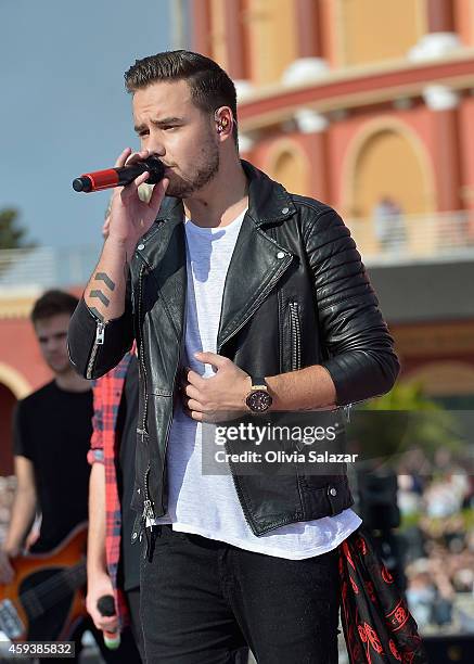 Liam Payne of the band One Direction appear on NBC's Today Show to release their new album "Four" at Universal City Walk At Universal Orlando on...