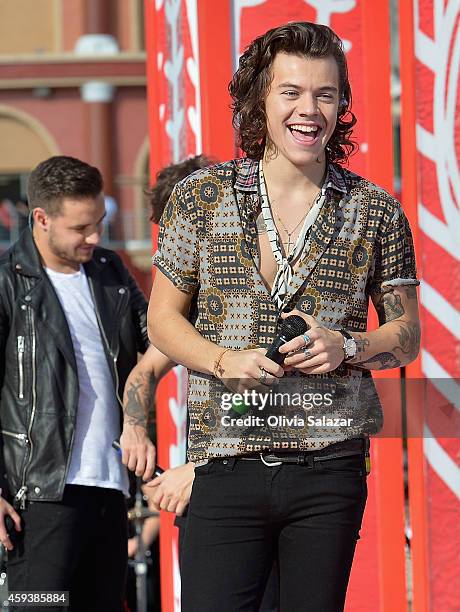 Harry Styles of the band One Direction appear on NBC's Today Show to release their new album "Four" at Universal City Walk At Universal Orlando on...