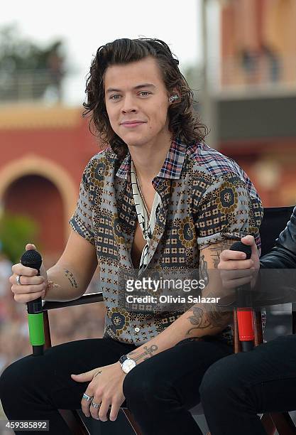 Harry Styles of the band One Direction appear on NBC's Today Show to release their new album "Four" at Universal City Walk At Universal Orlando on...
