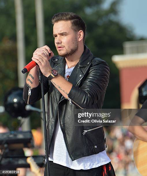Liam Payne of the band One Direction appear on NBC's Today Show to release their new album "Four" at Universal City Walk At Universal Orlando on...