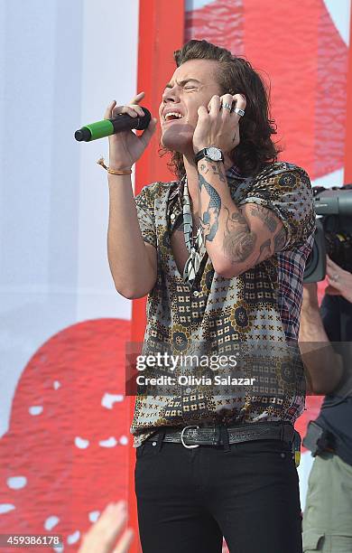 Harry Styles of the band One Direction appear on NBC's Today Show to release their new album "Four" at Universal City Walk At Universal Orlando on...