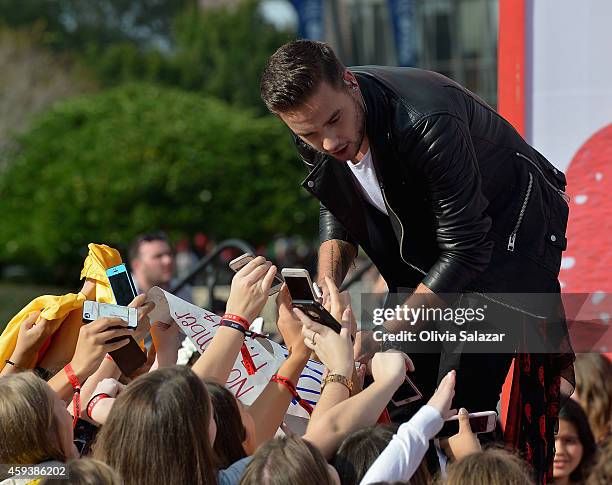 Liam Payne of the band One Direction appear on NBC's Today Show to release their new album "Four" at Universal City Walk At Universal Orlando on...