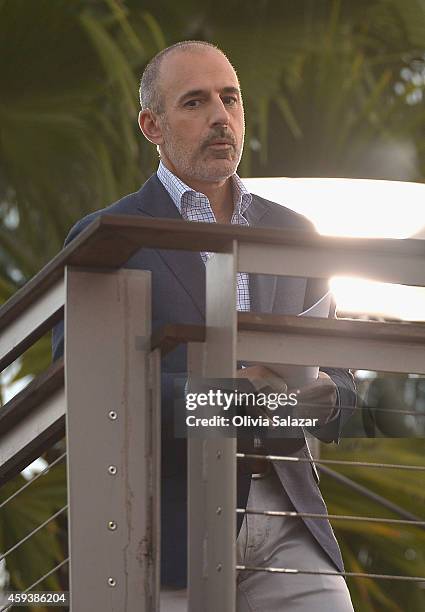 Matt Lauer appear on NBC's Today Show to release their new album "Four" at Universal City Walk At Universal Orlando on November 17, 2014 in Orlando,...