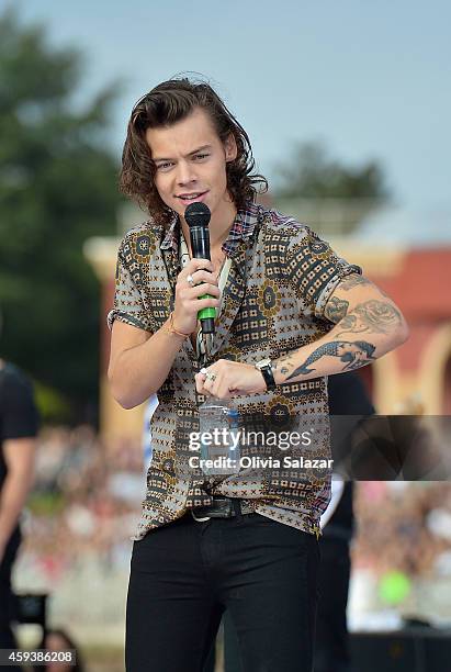 Harry Styles of the band One Direction appear on NBC's Today Show to release their new album "Four" at Universal City Walk At Universal Orlando on...