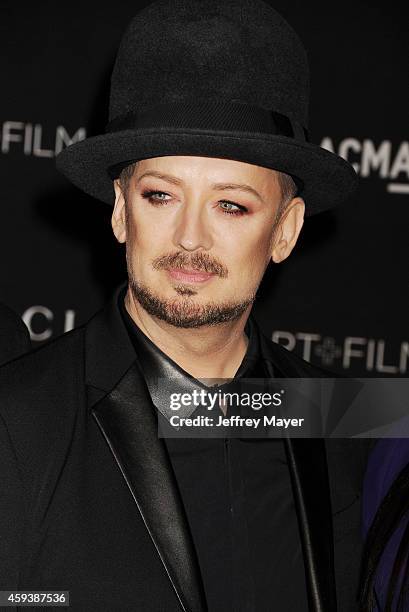 Recording artist Boy George attends the 2014 LACMA Art + Film Gala honoring Barbara Kruger and Quentin Tarantino presented by Gucci at LACMA on...