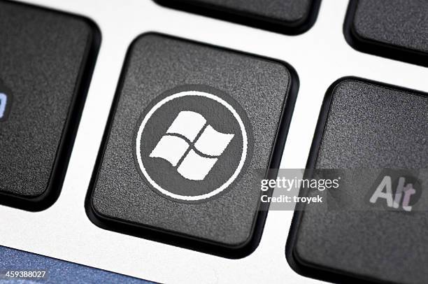 windows logo on keyboard - windows 7 pc stock pictures, royalty-free photos & images