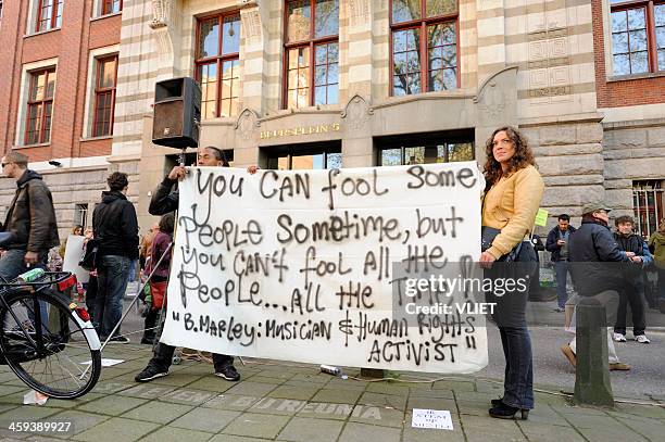 occupy amsterdam gathering at beursplein - anti globalization stock pictures, royalty-free photos & images