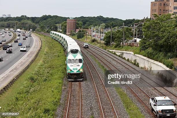 toronto's commuter trains known as the go - toronto highway stock pictures, royalty-free photos & images