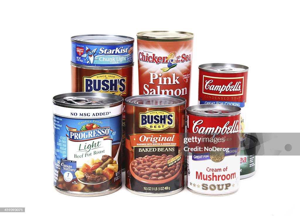 Collection of a variety of common canned goods