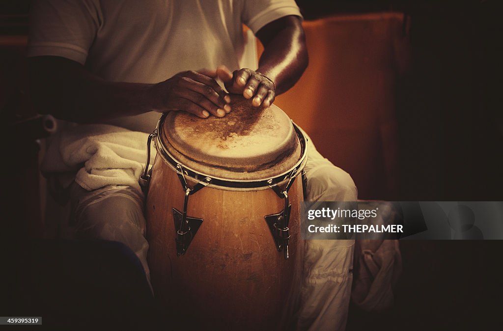 Playing congas