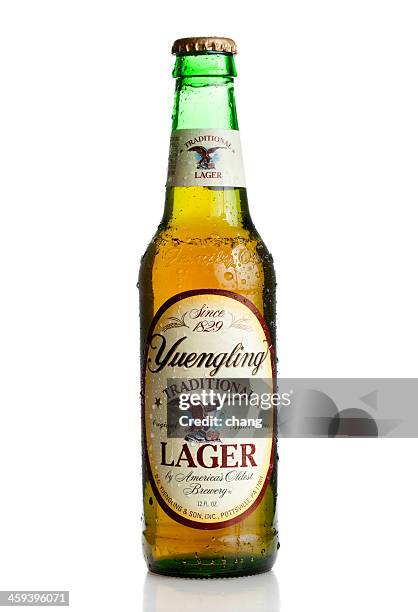 yuengling botella de cerveza foto de estudio - cerveza lager fotografías e imágenes de stock