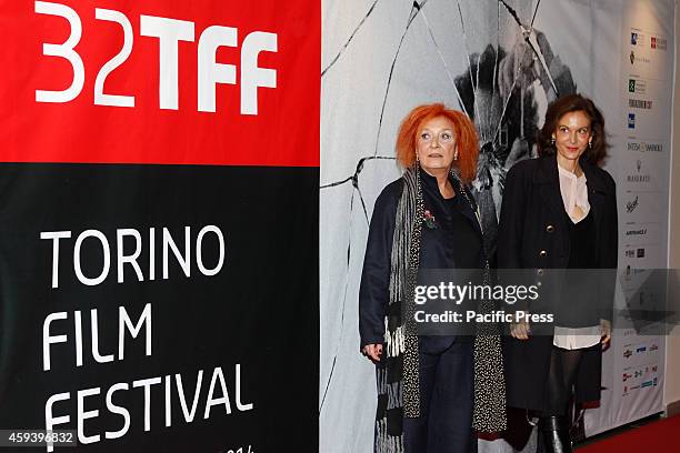 Emanuela Martini and Anne Fontaine pose on the red carpet at the opening of the 32nd Torino Film Festival.
