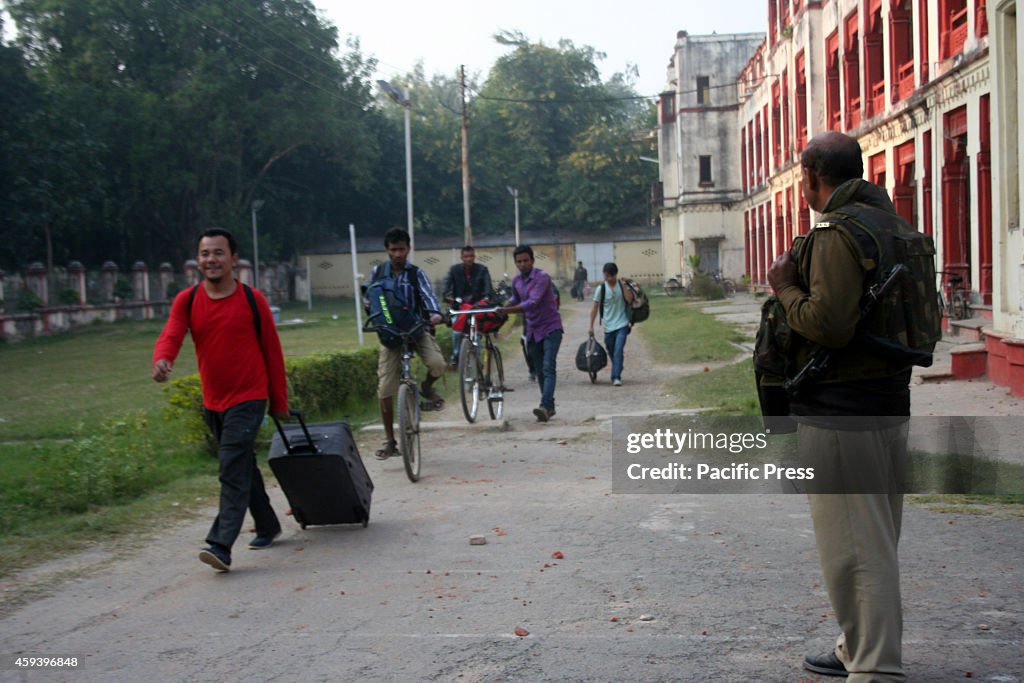 Students leave Birla Hostel after  their clash with the...