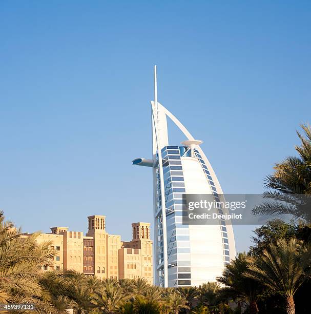 burj al arab hotel in dubai united arab emirates - madinat jumeirah hotel stock pictures, royalty-free photos & images