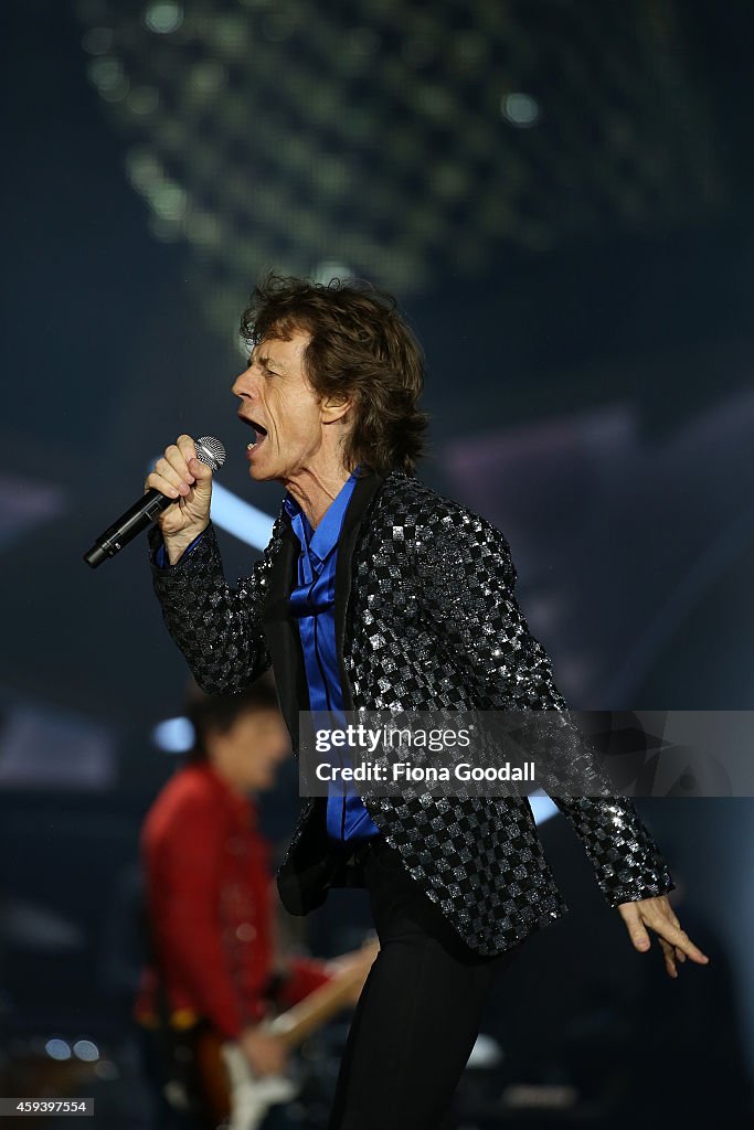 Lead Singer Mick Jagger On Stage As The Rolling Stones Perform Live lead-singer-mick-jagger-on-stage-as-the-rolling-stones-perform-live