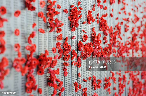 war memorial australien canberra poppies - lest we forget stock-fotos und bilder