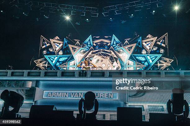 Armin Van Buuren performs at a concert during the Abu Dhabi Formula One Grand Prix on November 21, 2014 in Abu Dhabi, United Arab Emirates.