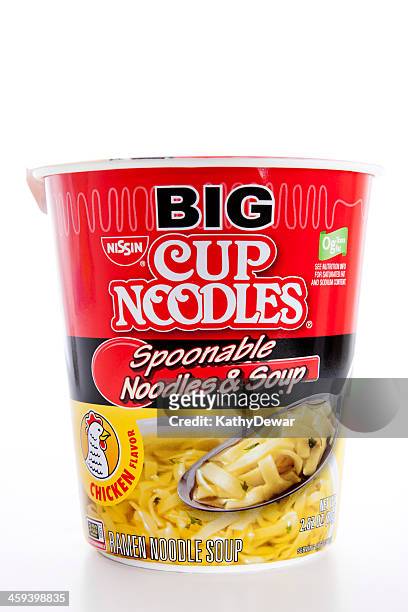 nissin big cup noodles chicken flavor - nissin foods stock pictures, royalty-free photos & images