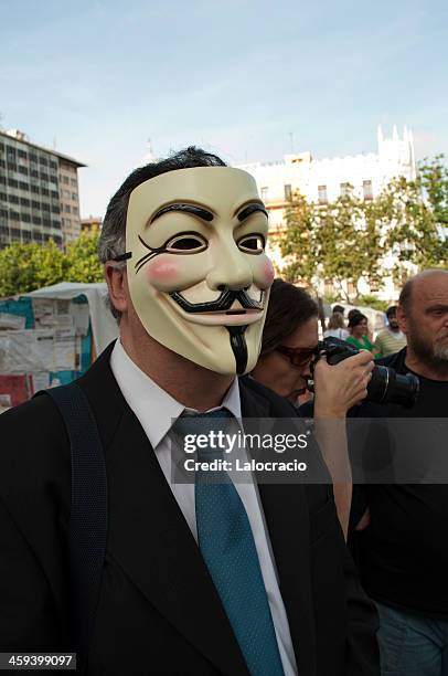 anonimo protester - proteste in spagna del 2011 2012 foto e immagini stock