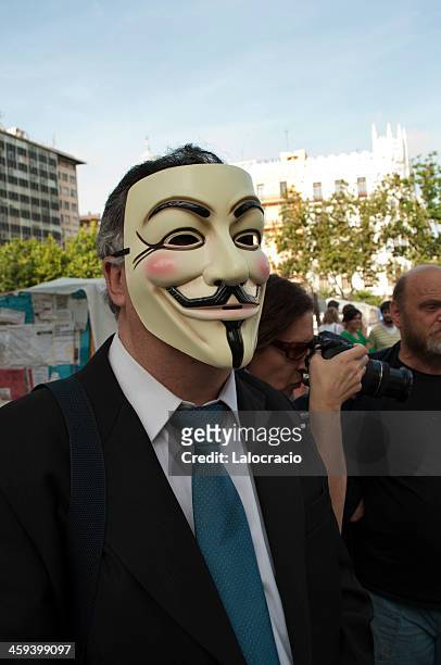 anonymous protester - 2011 2012 spanish protests stock pictures, royalty-free photos & images