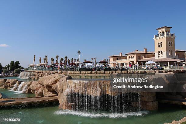 General view of the clubhouse during the third round of the DP World Tour Championship at Jumeirah Golf Estates on November 22, 2014 in Dubai, United...